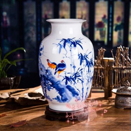 Jingdezhen blue and white porcelain ceramic vase flower wedding gift porcelain decoration decoration Home Furnishing living room