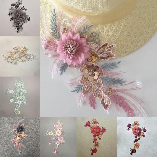 Three-dimensional flower imitation pearl lace mesh lace collar flower DIY embroidery decoration clothes applique accessories