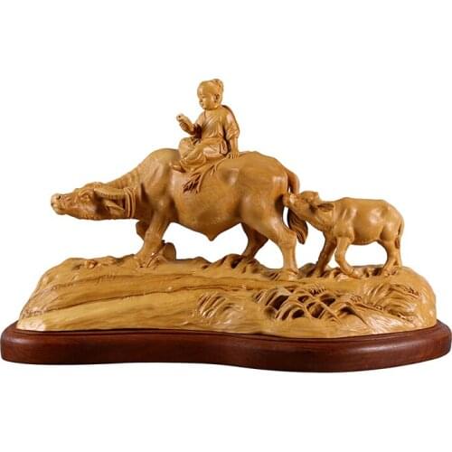 Childhood home jewelry ornaments boutique Yueqing boxwood carving art gift master of Buffalo