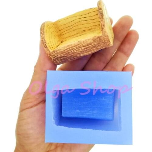 VYL081 48.7mm x 38.4mm x 34.6mm 3D Stump Chair Silicone Mold Fondant Cake Decoration Craft Resin Clay Art Doll House FOOD SAFE