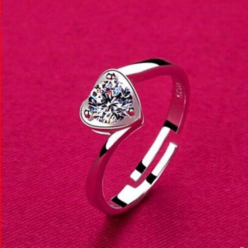 High-quality imitation CZ ring opening couple love heart-shaped ring jewelry wholesale