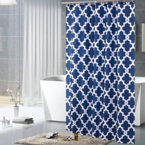 Mildewproof Shower Curtain Polyester Bath Curtains for Hotel Restaurant Home Bathroom Curtains Waterproof with Plastic Hooks