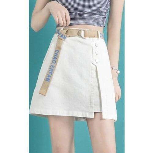 Summer Y2k Denim Mini Skirt Women 2021 Harajuku Korean Fashion Split Short Skirt White Casual Chic High Street Festival Clothing