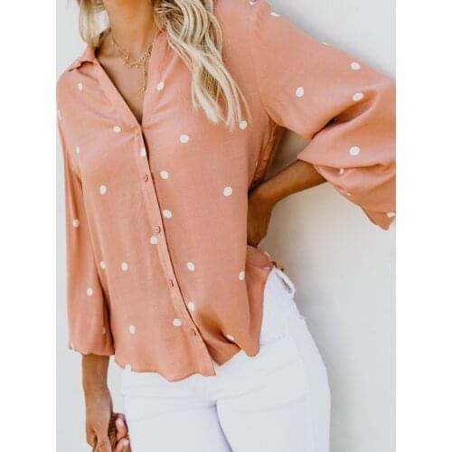 S-XL women v neck long sleeve tops shirt lady casual leisure brand sweet shirt tops spring autumn dot shirt