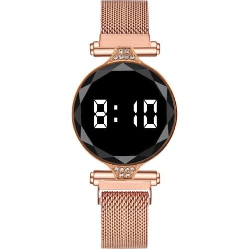 Womens Watches Hair Magnet Watch Strap Touch The LED Digital Wristwatches