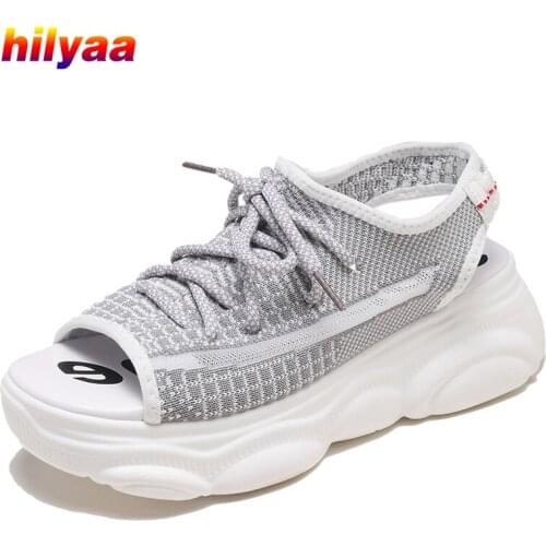 Women Sandals Outdoor Flats Fashion Casual Shoes Breathable Summer Platform Sandalias mujer knitting Wedge Woman Sandals 2020