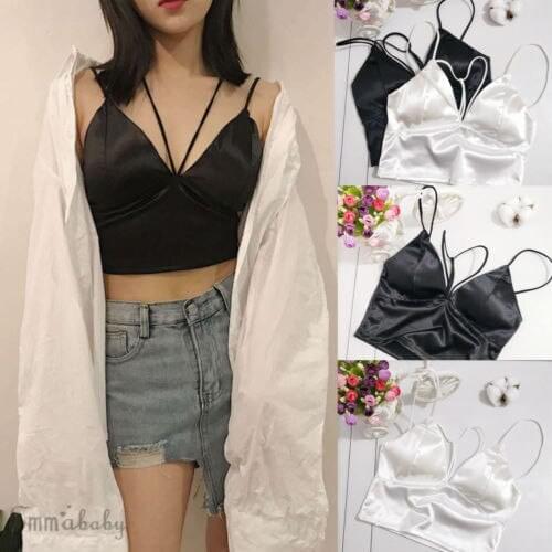 Women Crop Top Casual Strap Wrap Chest Underwear Padded Bra New Crop Top Party Club Bustier Bra Backless Bandage T-shirt