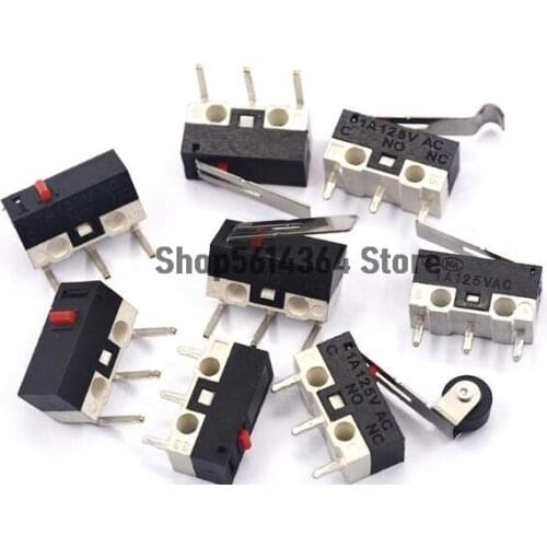10PCS KW10 3 Pin Long Hinge Lever Momentary SPDT Mini Micro Switch AC 125V 1A 12.8 x 6.5mm