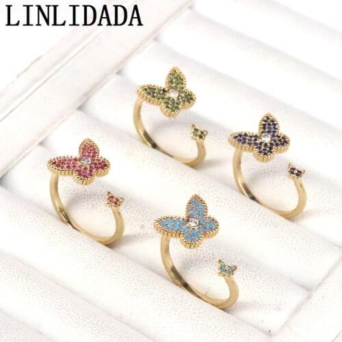 10Pcs New Arrival Butterfly Crystal Zircon Ring for Women Jewelry Charm Fashion Party Birthday Gifts