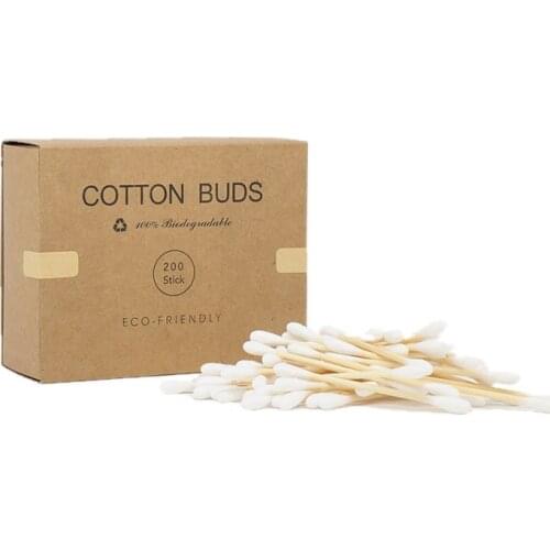 1000Pcs color mix Bamboo Cotton Double Head Adults Makeup Cotton Swab Microbrush Wood Sticks Nose Ears Cleaning Health Tools