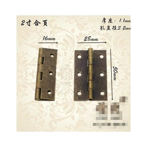 2 inch 6 holes in the wooden box flat hinge antique hinge parts packaging small bronze iron 50mm*28mm
