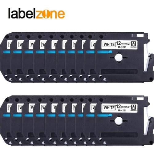 20pcs 12mm mk231 Label tapes Compatible for Brother p-touch Label Printer M Tape MK231 M-K231 MK-231 label ribbon cassette