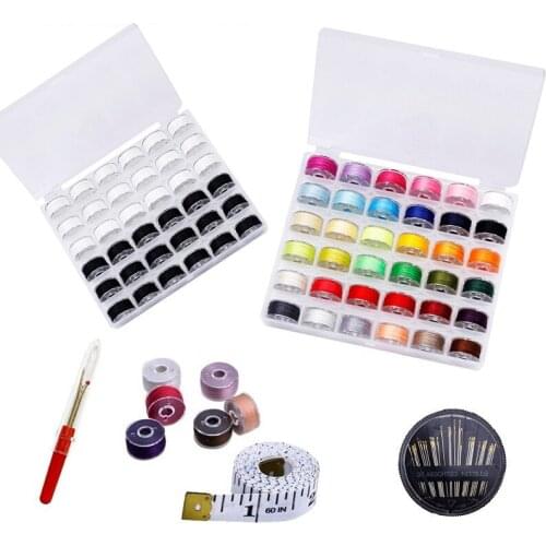 36Pcs Sewing Machine Spools Home Sewing Threads Bobbins Accessories Bobbins Transparent with Coloful Sewing Thread