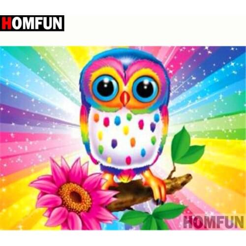 HOMFUN Full Square/Round Drill 5D DIY Diamond Painting "Cartoon owl flower"3D Diamond Embroidery Cross Stitch Home Decor A20029
