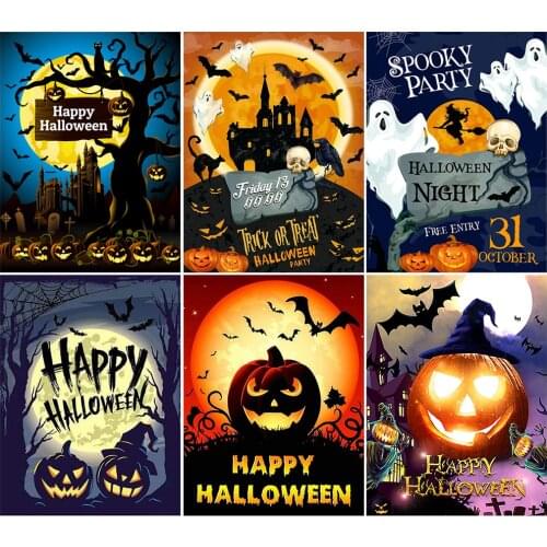 XUEQIXIOZU DIY Halloween Handmade Mosaic Gift Square Round Diamond Painting Pumpkin Diamond Embroidery Home Decoration Ornaments