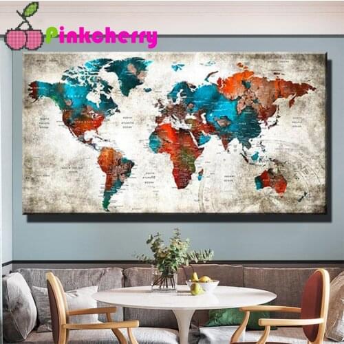 Large Size 5d Diy Diamond Painting Vintage World Map Full Square Round Diamond Embroidery Mosaic Needlework Crafts k1177