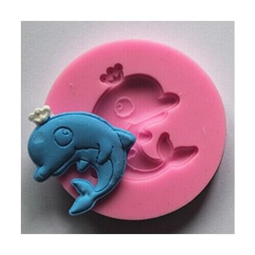 Free shipping Wearing the crown of dolphins Modelling fondant silicon mold chocolate cake decoration silicone mold silicone mold