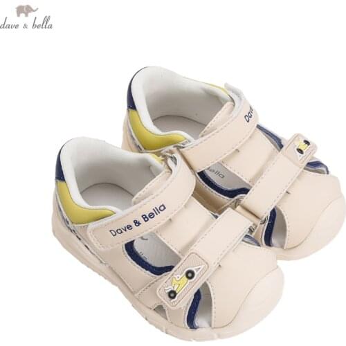 DB17639 Dave Bella summer fashion baby boys cartoon letter sandals new born infant shoes boy sandals casual shoes