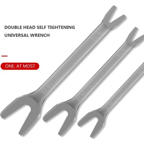 Wrench Repair Tools 250mm Adjustable Spanner Long Handle Double Open Ends Wrench Serrated V-Groove 6mm to 25mm CR-V Steel