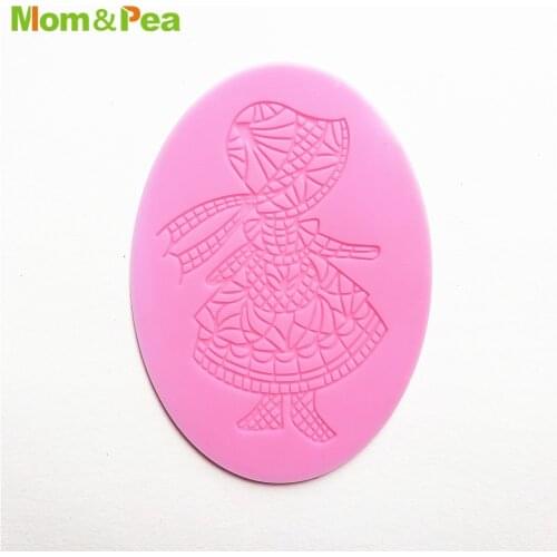 KCL559 Girl Small Lace Pad Silicone Mold Sugar Paste Fondant Cake Decoration 3D Mould