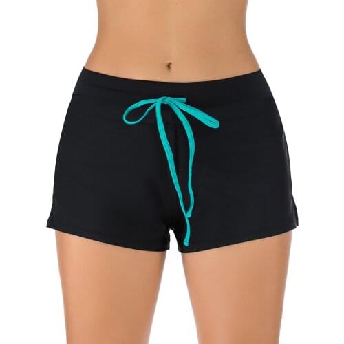 Summer flat-angle swimming trunks women anti-walking light conservative sexy solid color body beach swimwear