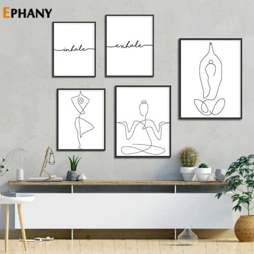 Minimalist Yoga Women Line Painting Poster Modern Abstract Canvas Painting Nordic Wall Art Pictures for Living Room Decor