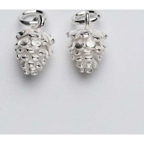 Fashion 100% 925 Sterling Silver Pinecone Charms Pendants 12x8mm Craft Charm Beads For DIY Necklace Earrings Jewelry Making