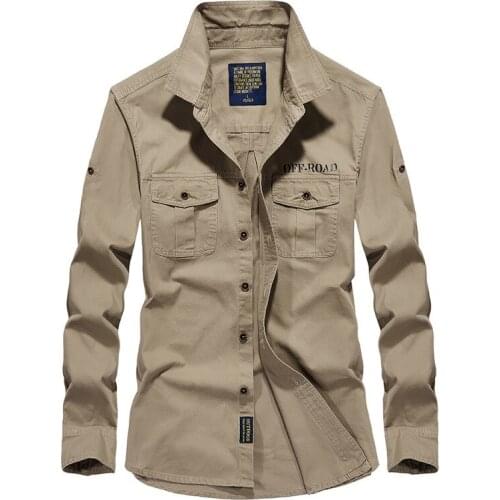 Mens Shirts Uniform Plus Size Big Cotton British Long Sleeve 2021 Male Cargo Shirts Us Army Green Shirt Men