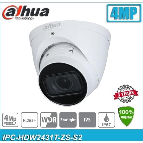 Original Dahua Starlight 4MP IPC-HDW2431T-ZS-S2 Motorized Lens IR Eyeball Network CCTV IP Camera HDW2431T-ZS-S2