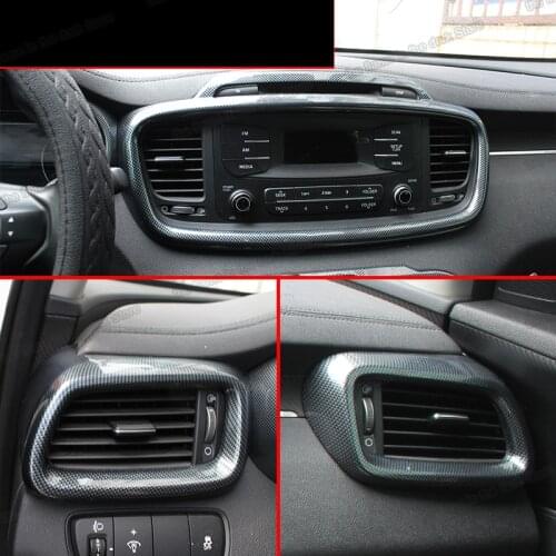 Lsrtw2017 carbon fiber car dashboard outlet trims for kia sorento prime 2015 2016 2017 2018 2019 2020 decoration chrome