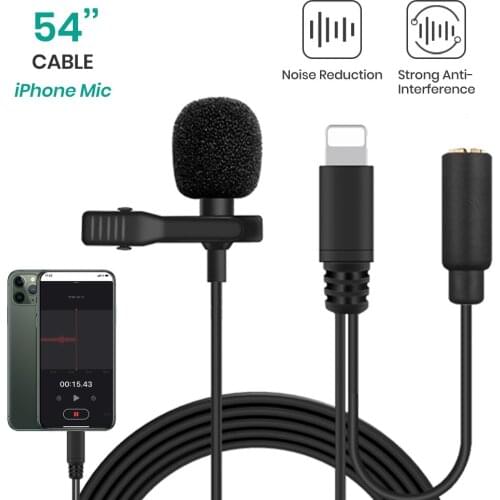 Lavalier Lapel Microphone 2in1 with Earphone Jack Professional Clip-On with Omnidirectional Condenser Mic and Monitoring Input