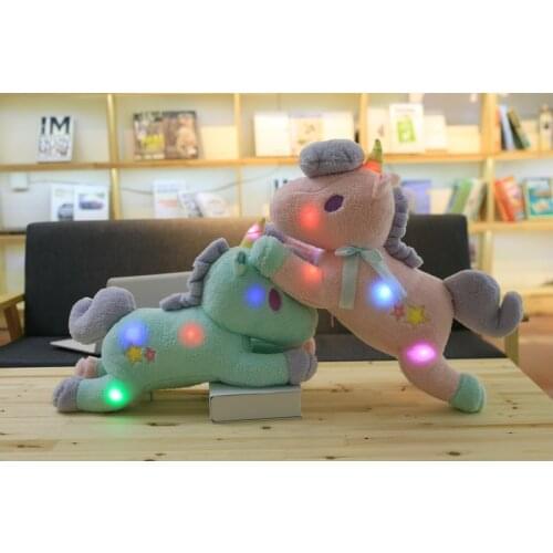 Drop Shipping Large Stock 55cm Led Light Luminous Stuffed Unicorn Plush To Unicornio Doll Toys For Children Gift
