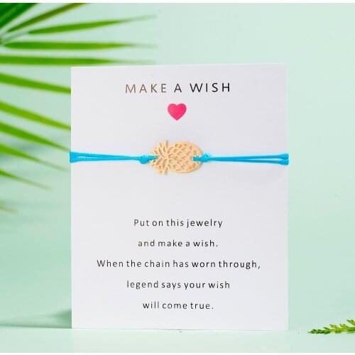 Rinhoo 11*9cm Make A Wish Paper Card Pineapple Pendant Rope Chain Bracelet For Girlfriends Jewelry Gift Fashion Jewelry