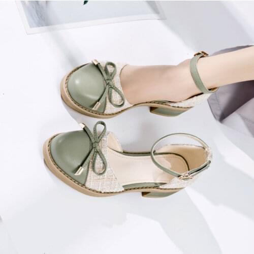 LIHUAMAO summer women square heel sandals casual comfy heel Ankle strap fashion round toe elegance lady sandals women shoes
