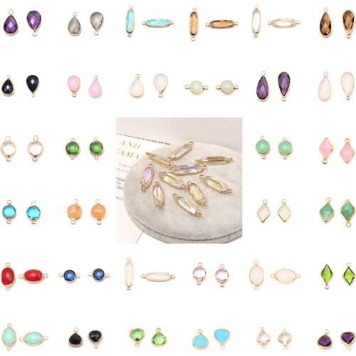 10pcs Crystal quartz Glass connector Charm Pendant loose Accessories For jewelry making diy Earrings Necklace bracelets