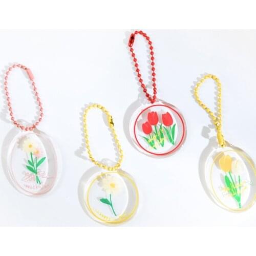 Sunshine flower daisy tulip acrylic Pendant Decoration Handbook Planner Loose-leaf notebook key chain art Accessories