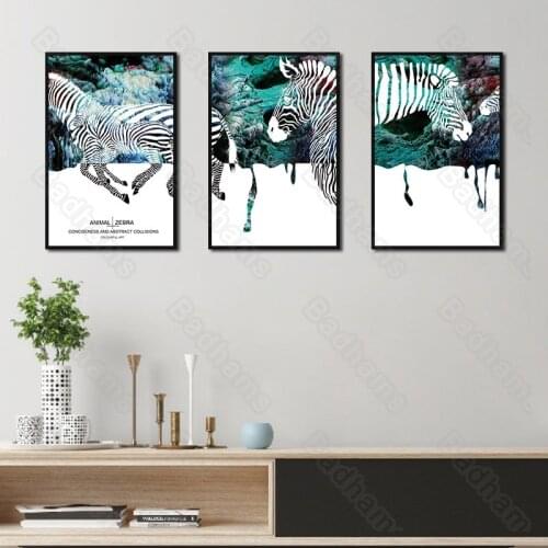 Waterproof Ink Painting Zebra Animals Painting Sofa Background Wall Bedroom Dining Hall Corridor Porch Hanging Painting