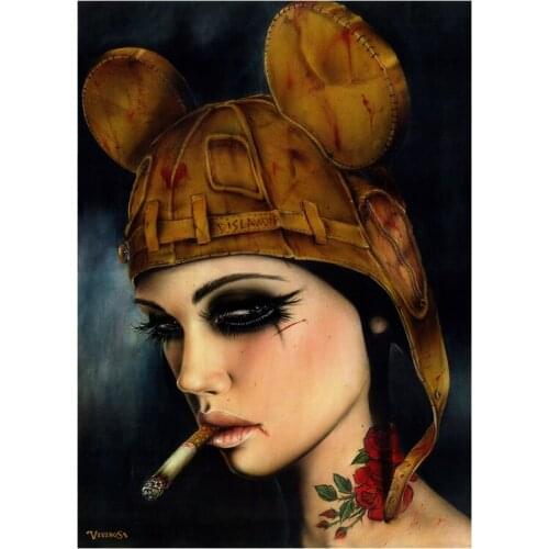 High quality Oil painting Canvas Reproductions where the wild girls smoke(dirtyland V by Brian M.Viveros Painting hand painted