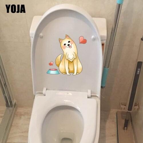 YOJA 21.7*22.8CM Dog Love Heart Wall Sticker BedRoom Home Decor Toilet Decal Cartoon Animal T3-0546