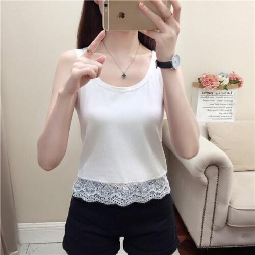 2019 home outside wearing large size loose sexy fashion inside lace short vest womens sleeveless shirt wild bottoming shirt
