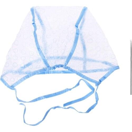 2pcs/set Hair Dyeing Cap + Hook Brush Coloring Highlighting Frosting Tipping Cover Protector Pro Hair Salon Care Styling Tools