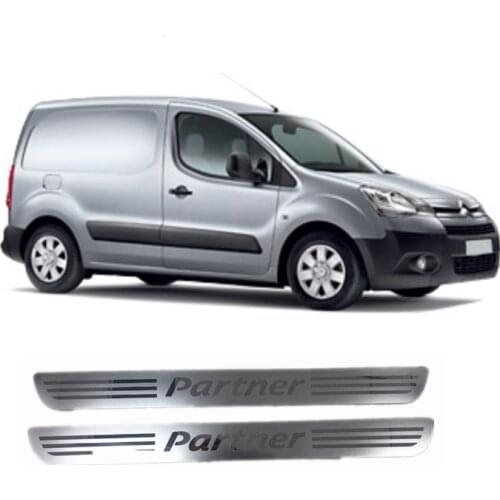 Suitable for Peugeot Partner MK2 Tepee Box Combispace 2008 - 2019 2 Pieces Front Door SUS Scuff Plate Door Sill Cover Trim