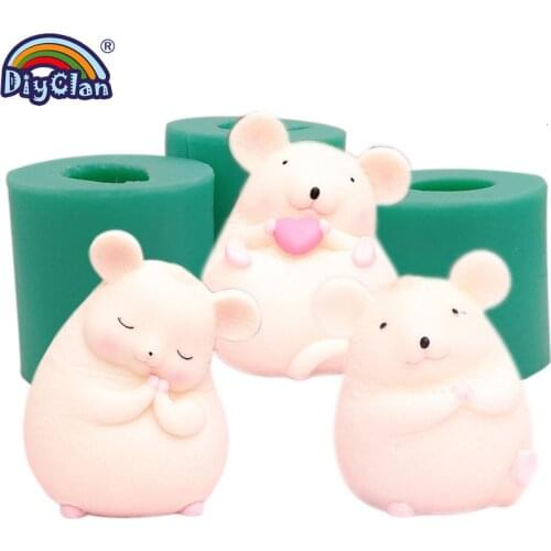 3D Simulation Mouse Chocolate Silicone Mold For Cake Topper Decoration Candle Making Form 2020 New Year Animal Craft Resin Molds