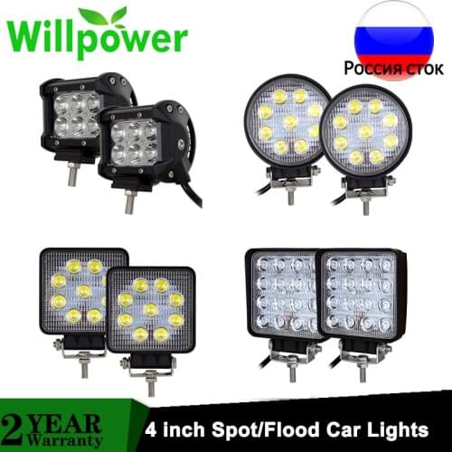 4 inch LED Work Light 12V 18W 27W 48W Spot Flood Offroad Driving Fog Lamp Car 4WD Truck Tractor Boat Trailer 4x4 SUV ATV UTV