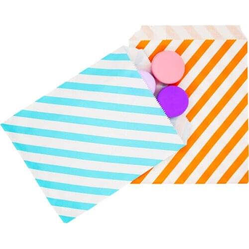 5-50pcs Bio-degradable treat candy bag Party Favor Paper Bags Chevron Polka Dot Stripe Print Paper craft Bakery Bag