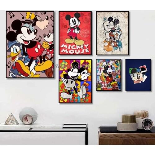 Disney Mickey Mouse Canvas Art Donald Duck Anime Canvas Printings Decor Poster and Prints Kids Room Wall Art Home Decor Pictures