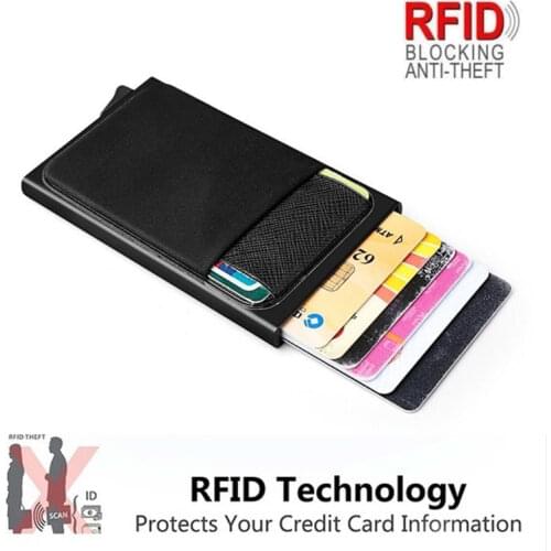 Men Business Aluminum Cash ID Card Holder RFID Blocking Slim Metal Wallet Coin Purse Card Case Credit Card Wallet Rfid Wallet