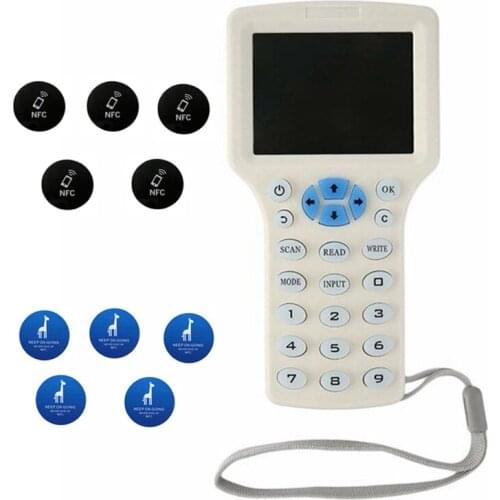 New Handheld RFID Copier 13.56Mhz NFC Smart Chip Card Reader CUID/FUID Tag Encryption Cracking Writer 125Khz Duplicator