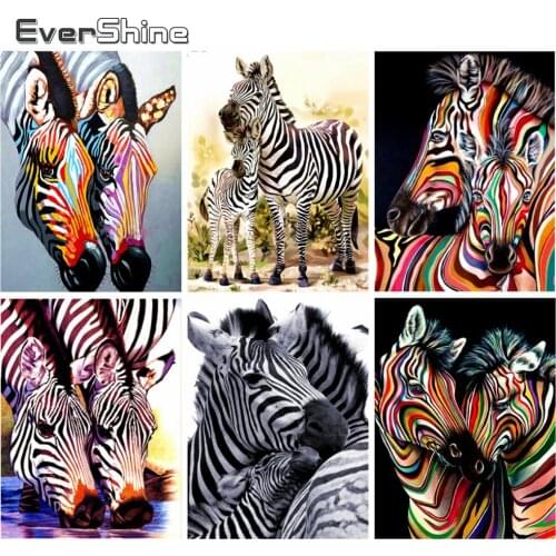 EverShine Diamond Painting Zebra Cross Stitch Diamond Mosaic Animals Cross Stitch Its Rhinestones Art Bead Embroidery Hobby Gift