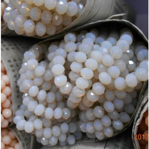 FLTMRH Non-hyaline White Color 3*4mm 140pcs Rondelle Austria faceted Crystal Glass Beads Loose Spacer Round Beads for Jewelry